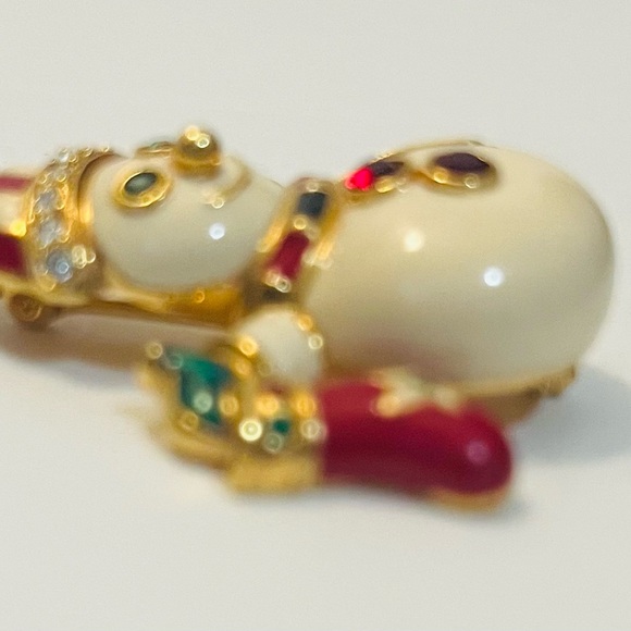 Franklin Mint Kenneth Jay Lane Vintage Swarovski Crystal Snowman Brooch Pin - Picture 7 of 9